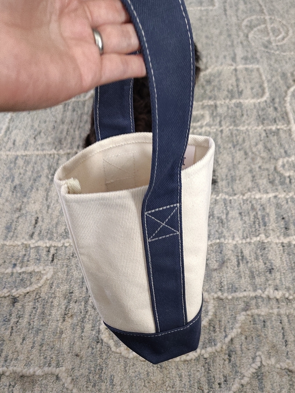 Morgan Julia Designs Wine & Tote Canvas Bag Small Navy - Picture 2 of 4